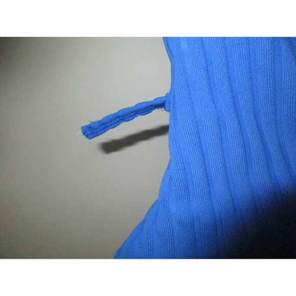 Solid & Striped One Piece Belted  Swimsuit Blue Ribbed Measures Size XS NWOT,NWD - Picture 3 of 3
